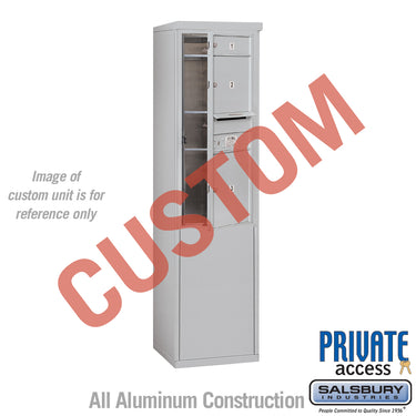 Free-Standing 4C Horizontal Mailbox Unit (Includes 3710S-CAFP Mailbox, 3910S-ALM Enclosure and Master Commercial Locks) - 10 Door High Unit (52 7/8 Inches) - Single Column - Custom Unit - Aluminum - Front Loading - Private Access